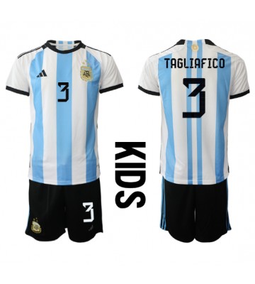 Argentyna Nicolas Tagliafico #3 Koszulka Podstawowych Dziecięca MŚ 2022 Krótki Rękaw (+ Krótkie spodenki)